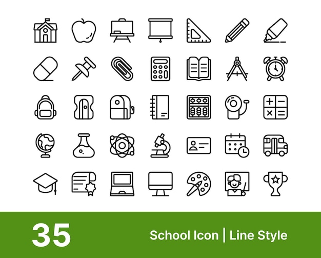 Iconos escolares adecuados para web y aplicaciones cartel de iconos o significados de redes sociales