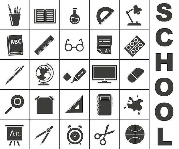 Iconos escolares Colección de iconos escolares completa Educación escolar