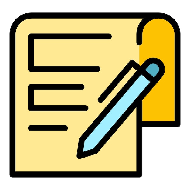 Iconos de escritura de papel contorno vectorial Contenido de medios Plan de sitio web color plano
