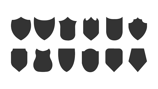 Iconos de escudo en negro. sobre fondo blanco. ilustración vectorial