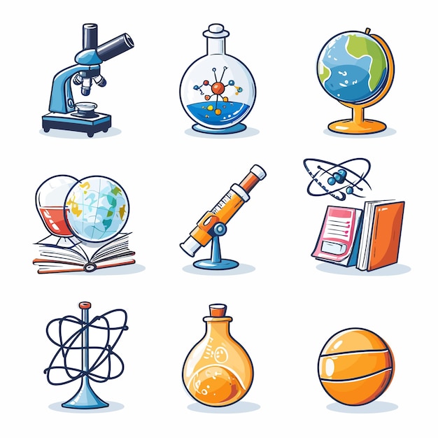 Vector iconos de la escuela, la ciencia y la educación