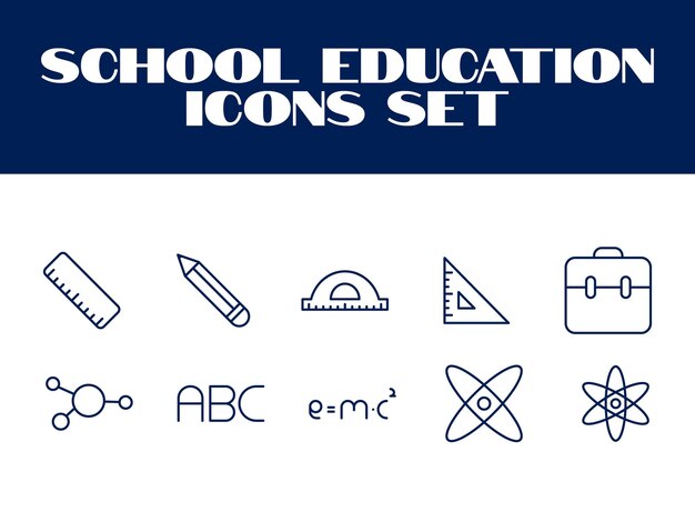 Iconos de la escuela Conjunto de vectores Ilustración icono de educación Vector de estudiantes
