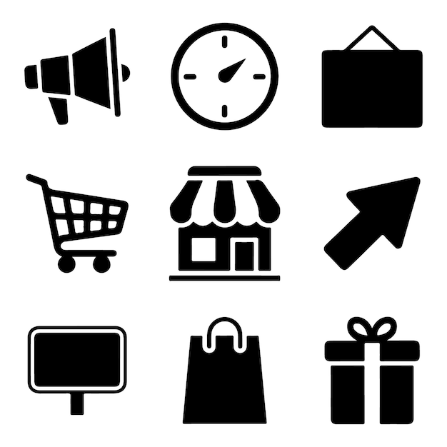 Iconos esenciales de comercio electrónico para el marketing