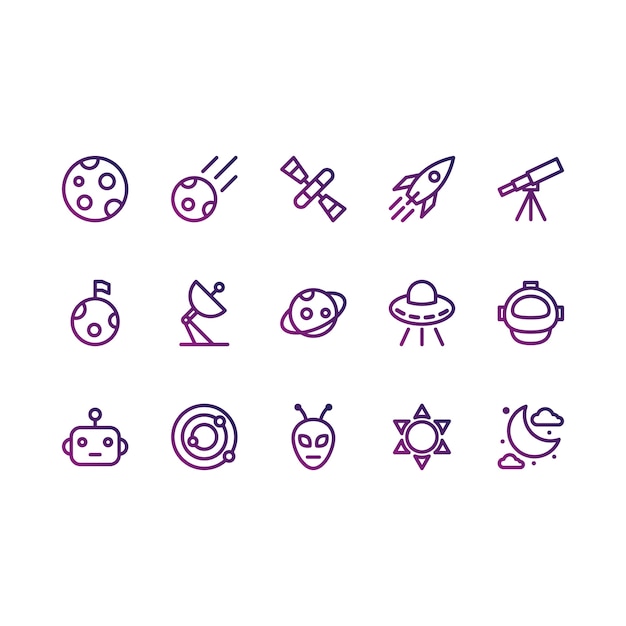 Vector iconos de espacio y astronomía