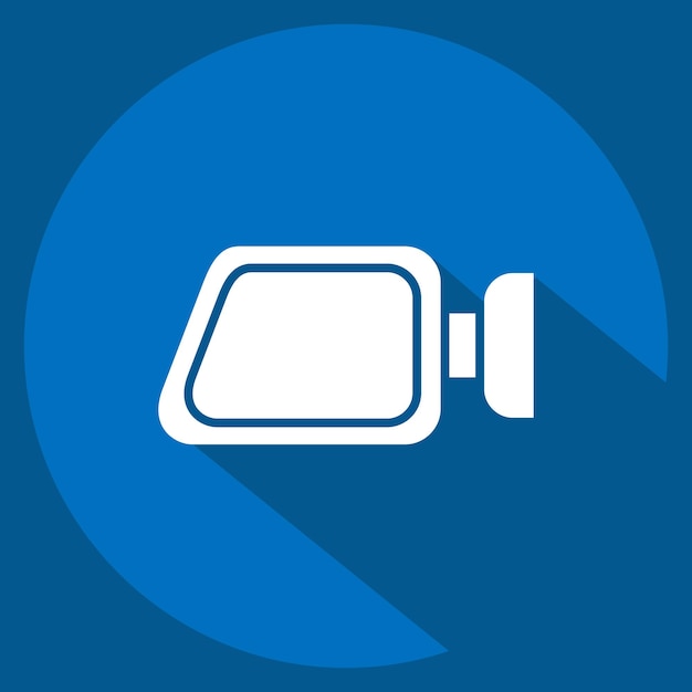 Iconos Espejos de puertas relacionados con piezas de automóviles símbolo de sombra larga estilo ilustración simple