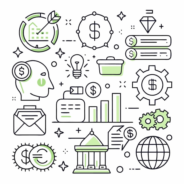 Iconos del esquema de la estrategia empresarial