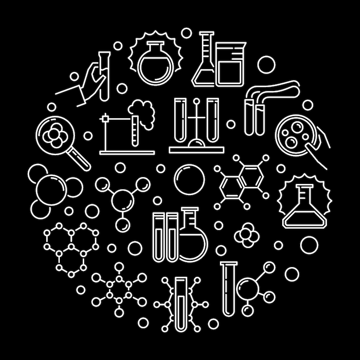 Vector iconos de esquema de experimentos de laboratorio