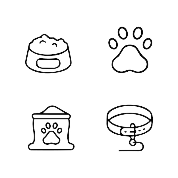 Iconos de esquema sobre perros y veterinarios Mascotas Contiene iconos como el cuidado de la salud