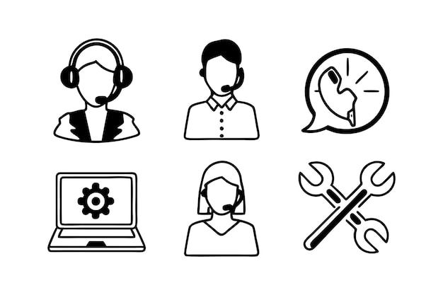 Iconos de esquema de soporte de servicio al cliente