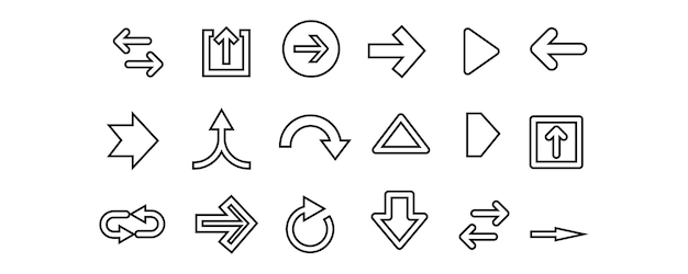 Iconos establecidos Iconos de flecha Colección de vectores de flecha Cursor de flecha simple moderno Ilustración vectorial