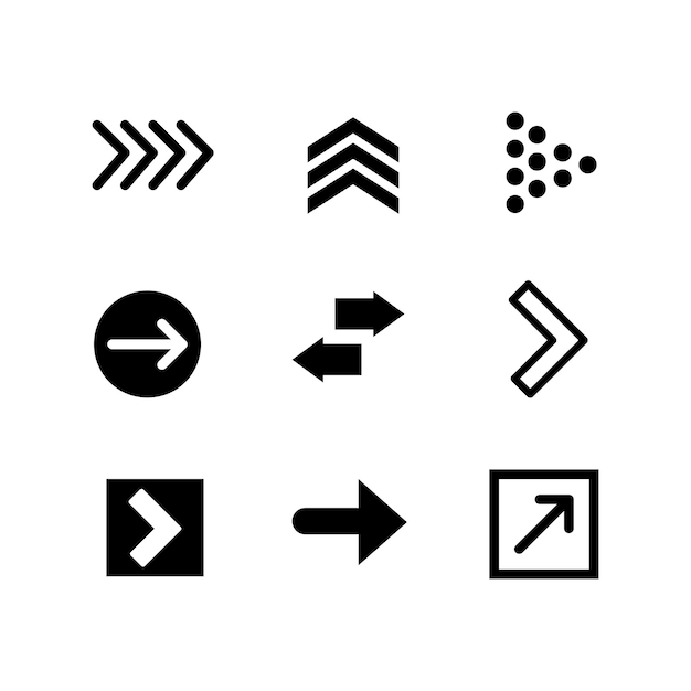 Iconos establecidos Iconos de flecha Colección de vectores de flecha Cursor de flecha simple moderno Ilustración vectorial
