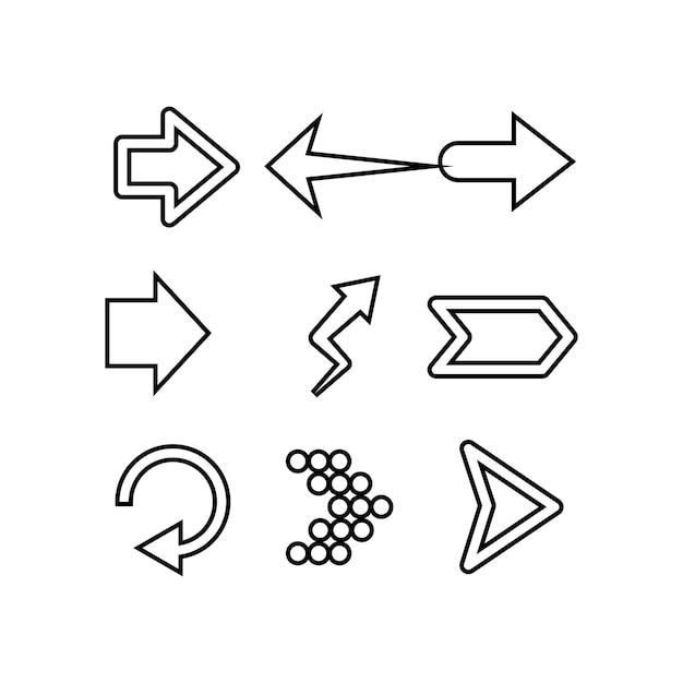 Iconos establecidos Iconos de flecha Colección de vectores de flecha Cursor de flecha simple moderno Ilustración vectorial