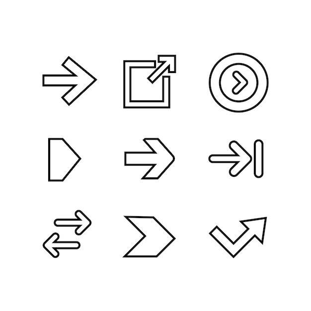 Iconos establecidos Iconos de flecha Colección de vectores de flecha Cursor de flecha simple moderno Ilustración vectorial