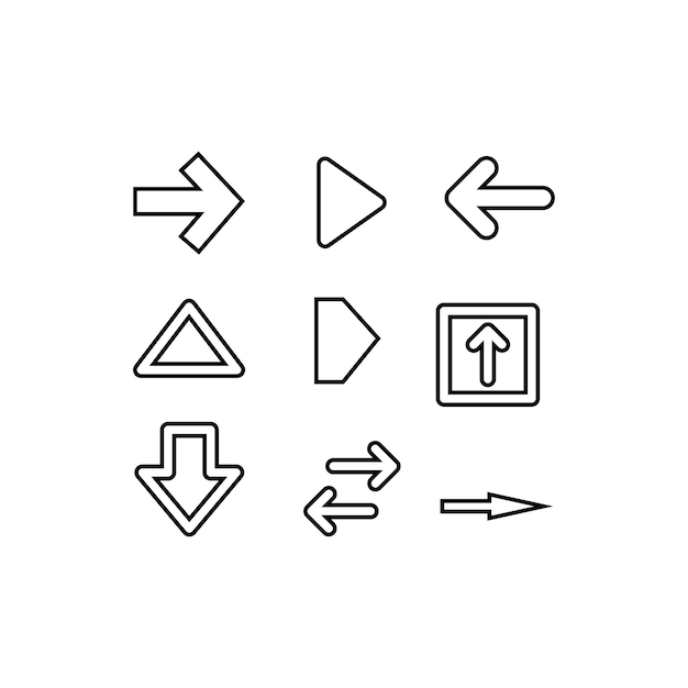 Iconos establecidos Iconos de flecha Colección de vectores de flecha Cursor de flecha simple moderno Ilustración vectorial
