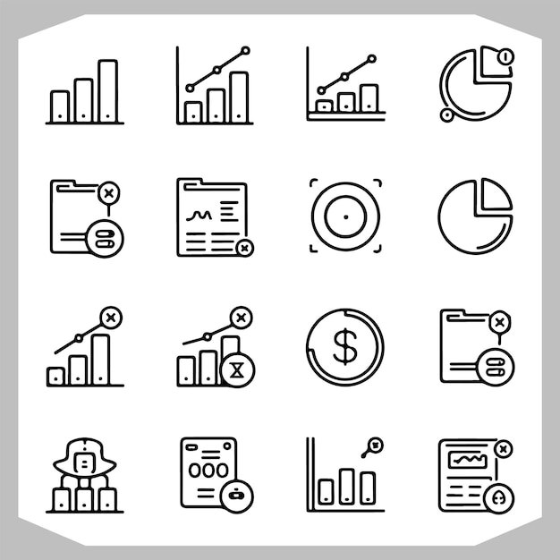 Iconos de estadísticas económicas y diagramas de datos para el análisis del crecimiento empresarial