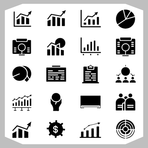 Iconos de estadísticas económicas y diagramas de datos para el análisis del crecimiento empresarial