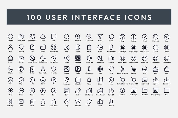 Vector iconos estándar de la interfaz de usuario