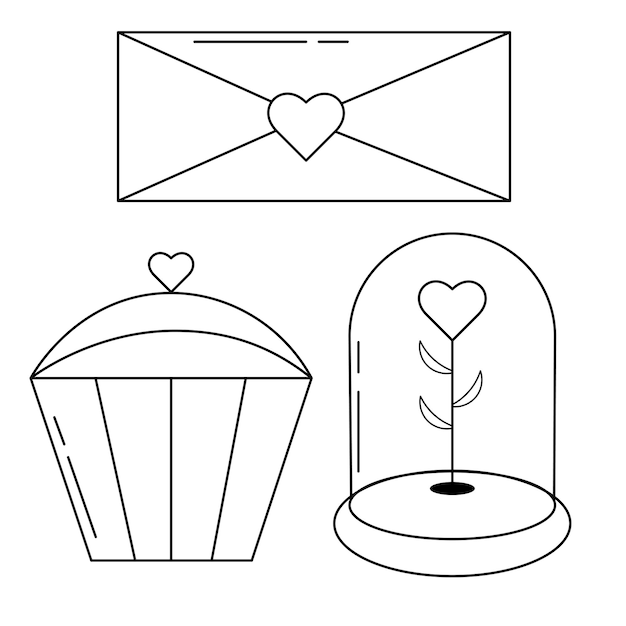 Iconos de estilo de garabato del día de san valentín.