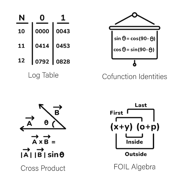 Iconos de estilo de línea del paquete de teoremas de geometría