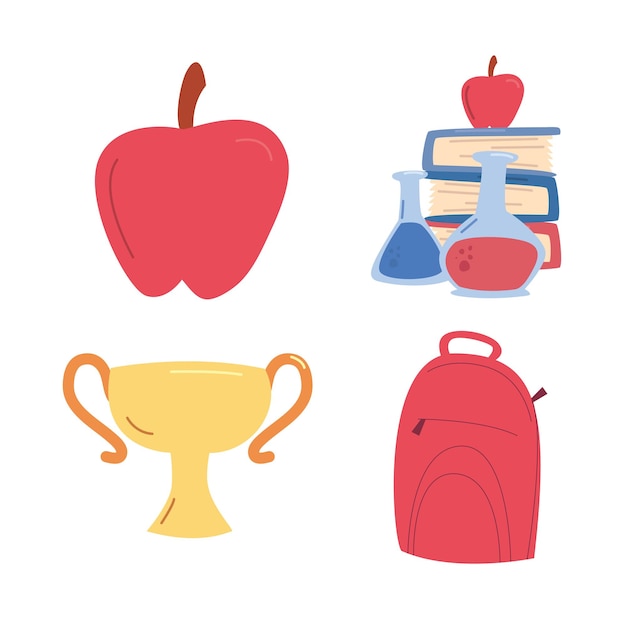 Iconos de estilo tonal de textura de suministros escolares coloridos