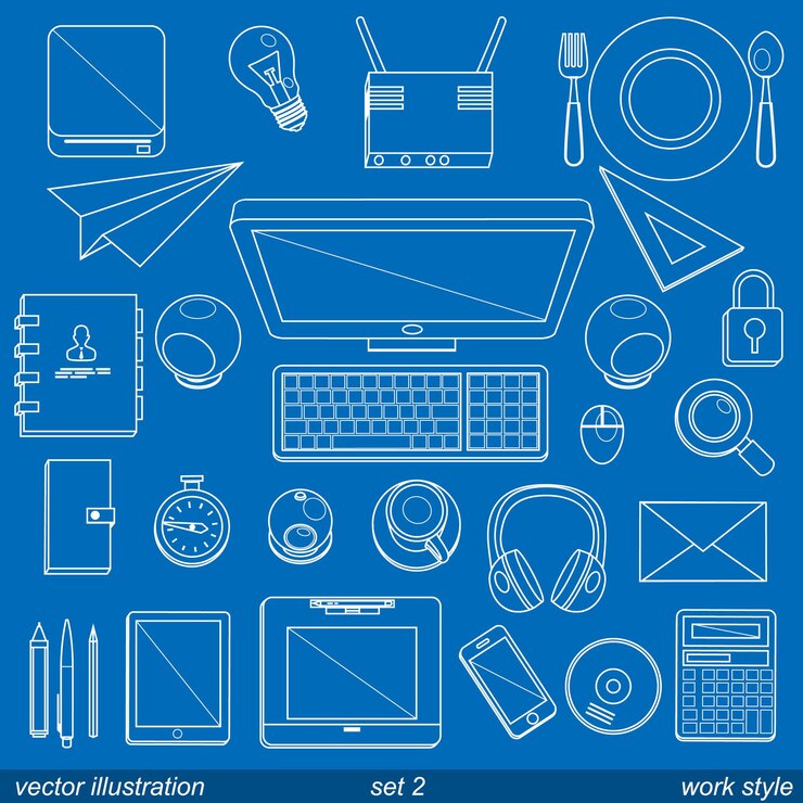 Vector iconos de estilo de trabajo de vector. set 2 ilustración arte