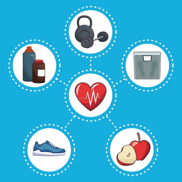 Iconos de estilo de vida saludable concepto de deporte