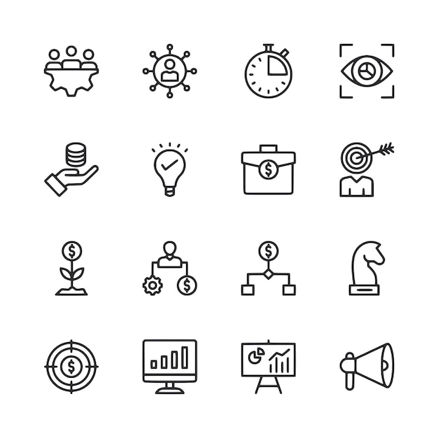 Iconos de estrategia de negocio y gestión