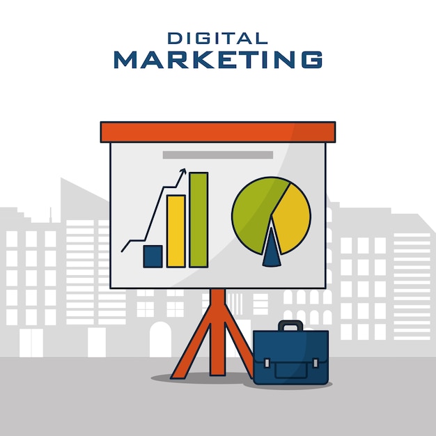 Iconos de estrategia de negocios de marketing digital