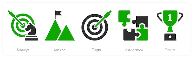 Iconos de estrategia y objetivos empresariales