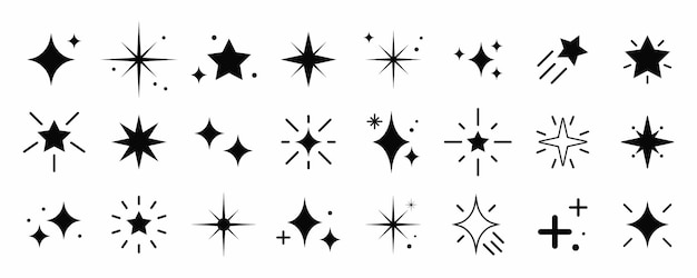 Iconos de estrellas brillantes Iconos brillantes El vector de las estrellas brillantes