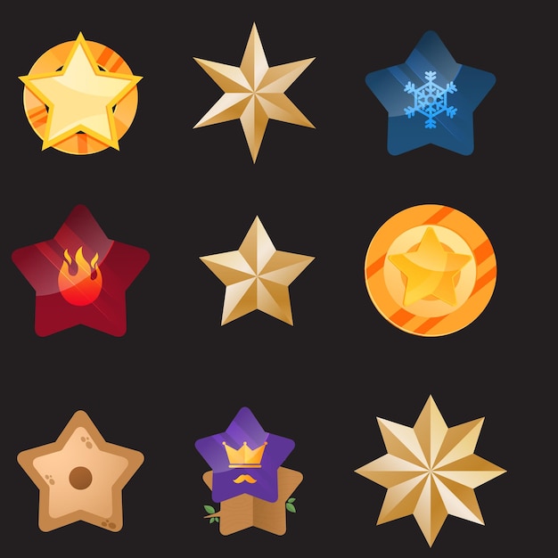 Iconos de estrellas chispas brillantes estallido símbolos de estrellas estrella aislada en fondo blanco estrellas de diffe