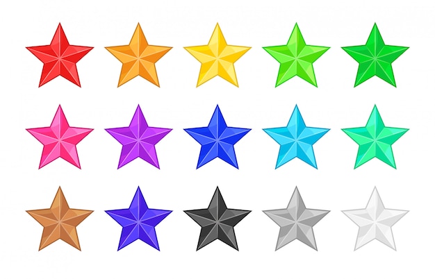 Iconos de estrellas de colores para rango o calificación