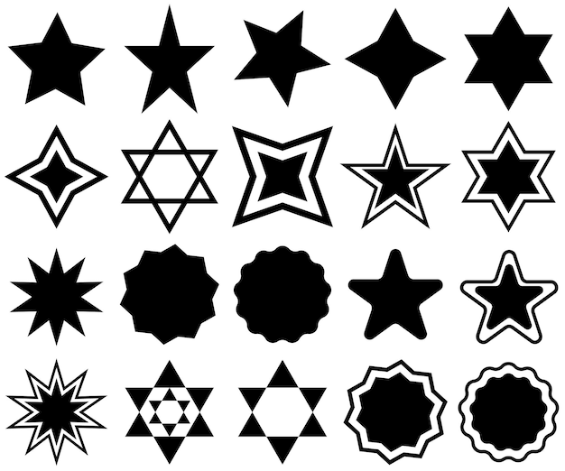 Iconos de estrellas Estrellas centelleantes Destellos brillantes ráfaga Símbolos vectoriales de Navidad aislados