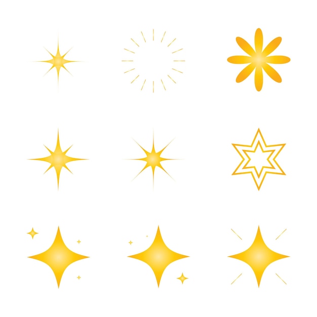 Iconos de estrellas estrellas centelleantes. destellos, estallido brillante. símbolos de navidad vector aislados