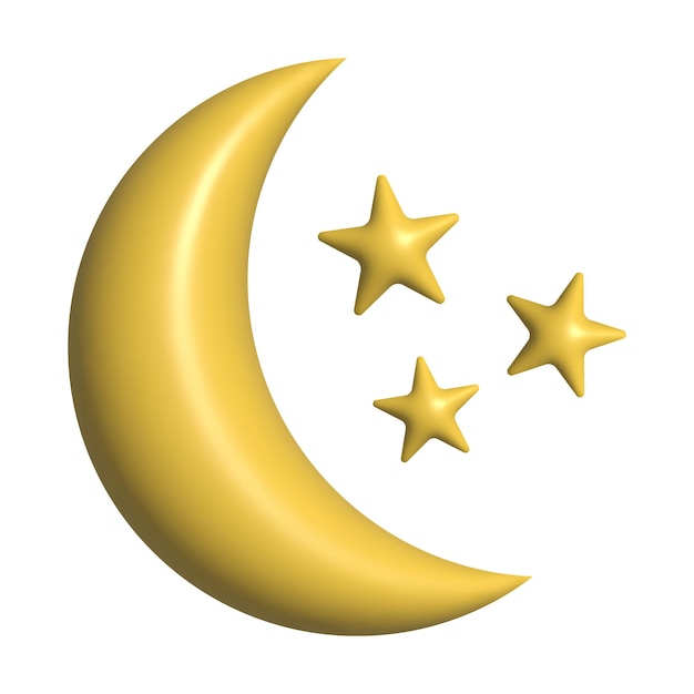 Iconos de estrellas y medio mes 3d