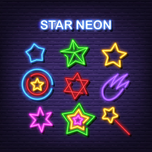 Iconos de estrellas de neón