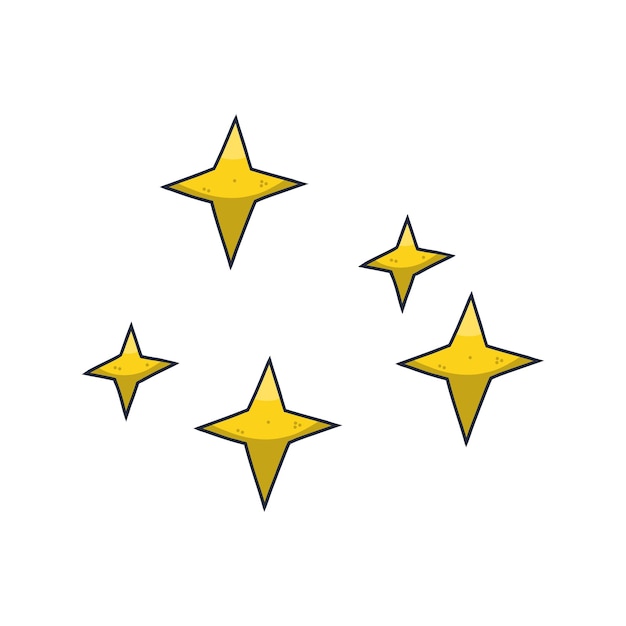 Iconos de estrellas parpadeantes vectoriales en ilustración de vector dibujado a mano de estilo plano de dibujos animados