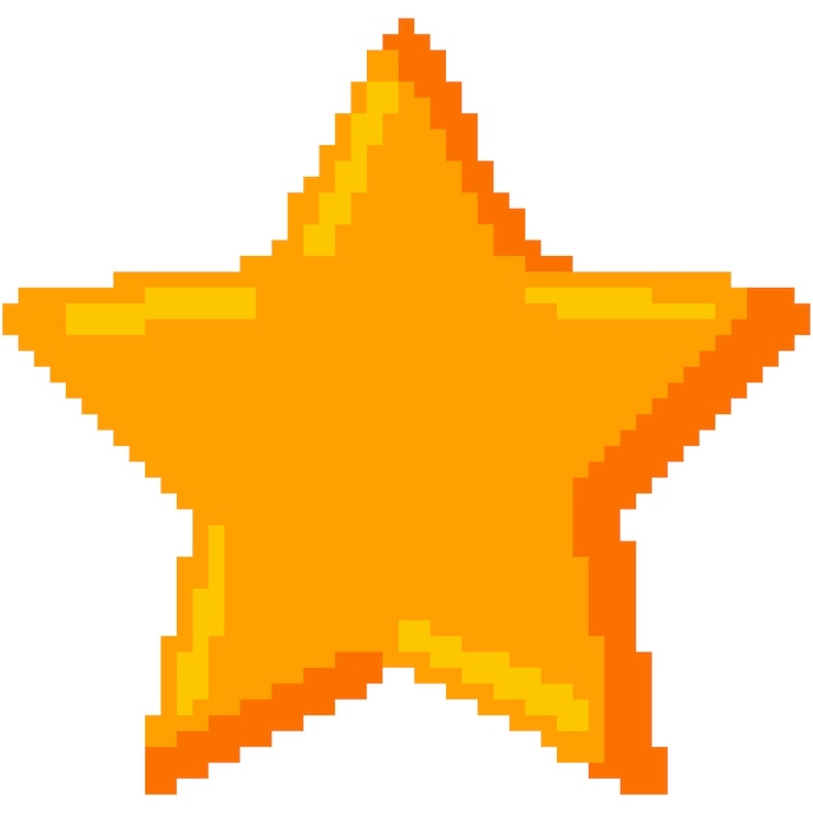 Vector iconos de estrellas de píxeles aislados en un fondo blanco.