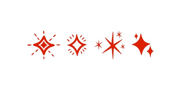 Iconos de las estrellas rojas brillantes