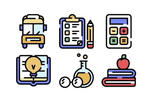 Iconos de estudio de educación