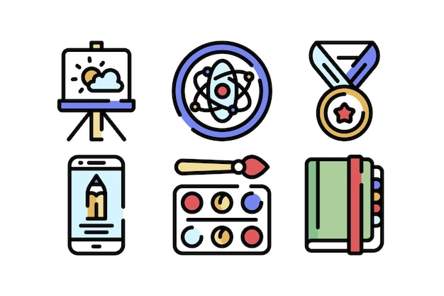 Iconos de estudio de educación