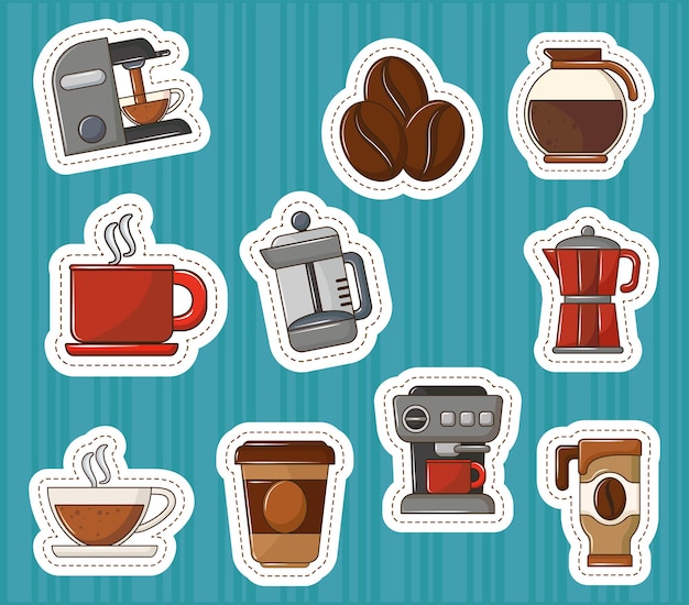 Vector iconos de etiqueta de café