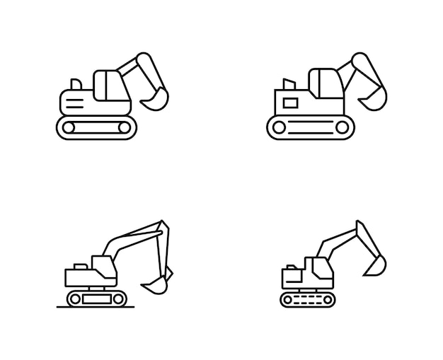 Iconos de la excavadora de arte de cuatro líneas