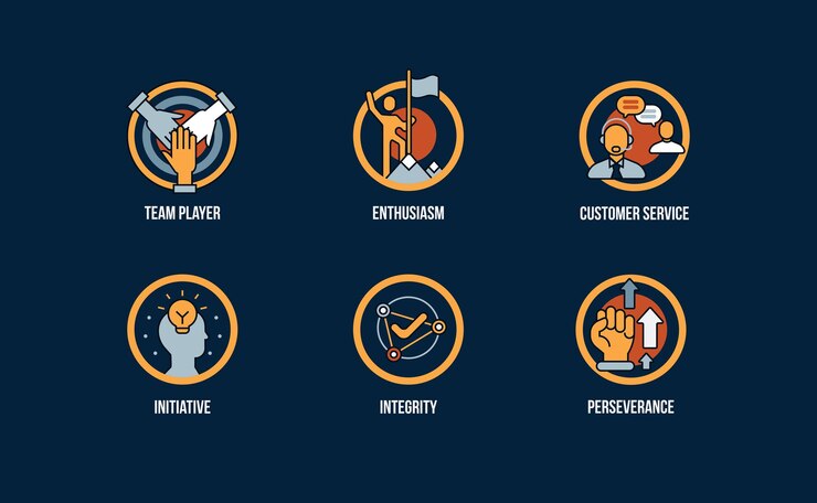 Iconos de éxito empresarial de estilo de arte de línea