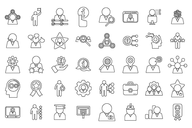 Iconos expertos establecer vector de contorno Talento personal