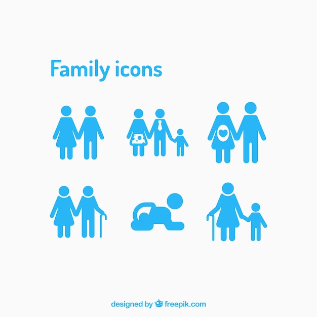 Vector iconos de la familia fijados