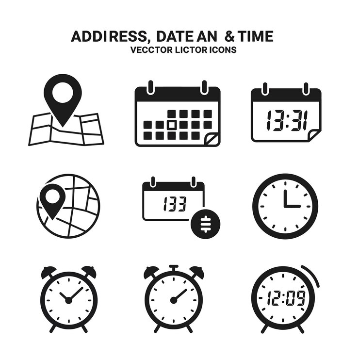 Iconos de la fecha y la hora de la dirección