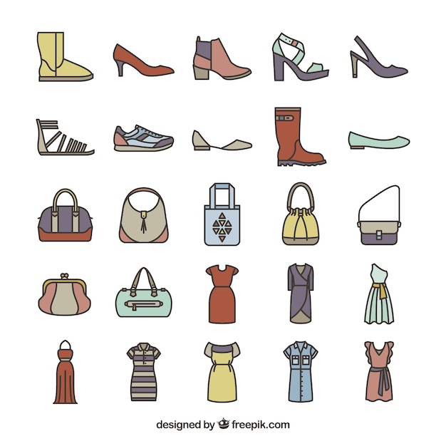 Vector iconos femeninos de moda