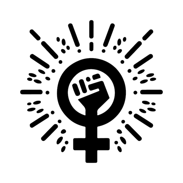 Vector iconos feministas vectores de silueta símbolos poderosos para el diseño de la igualdad