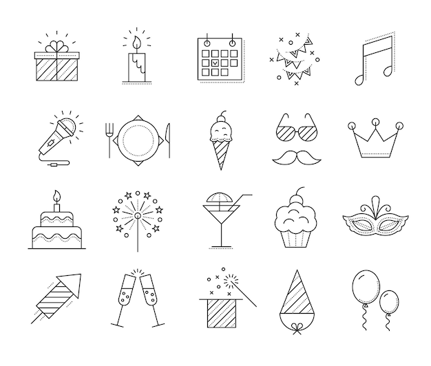 Iconos de fiesta Ilustración de celebración